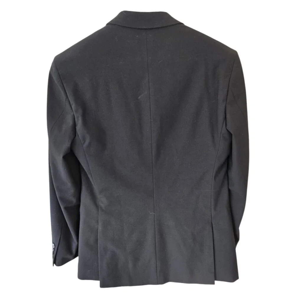 J Ferrar Slim Fit Suit Coat Mens 38R Black 2 Button Jacket Double Vented - Picture 2 of 8